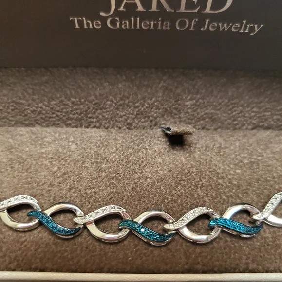 Sterling Blue White Diamond Infinity Bracelet - Picture 5 of 17